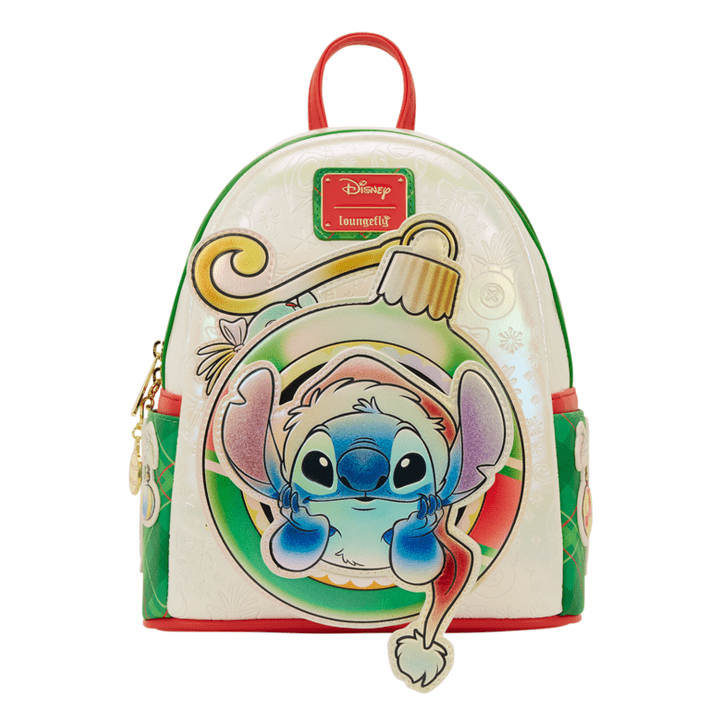 Loungefly - Lilo And Stitch Holiday Mini Backpack With Festive Print And Zip Top Design