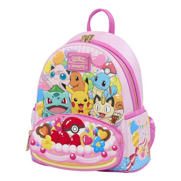 Loungefly - Pokemon Friends Party Mini Backpack With Printed Design Zipper Pocket Adjustable Straps Collectible 671803489967