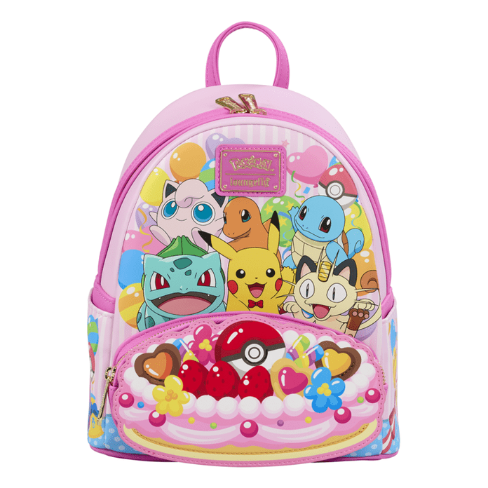 Loungefly - Pokemon Friends Party Mini Backpack With Printed Design Zipper Pocket Adjustable Straps Collectible 671803489967