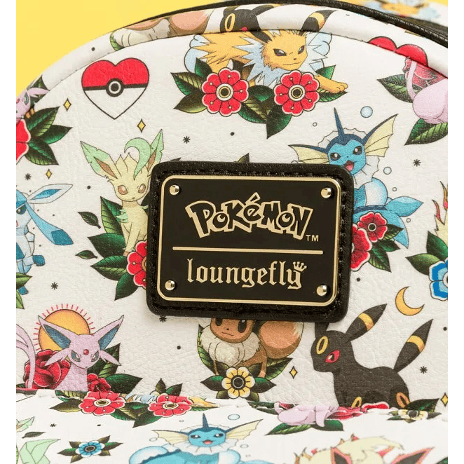 Loungefly - Pokemon Retro Eevee Mini Backpack Featuring Classic Eevee Design With Zipper Closure And Adjustable Straps