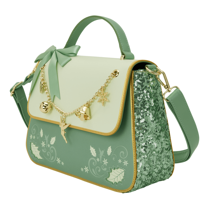 Loungefly - Tinker Bell Holiday Crossbody Bag Disney Licensed Bag With Enchanted Leaf Detail And Snowflake Accents
