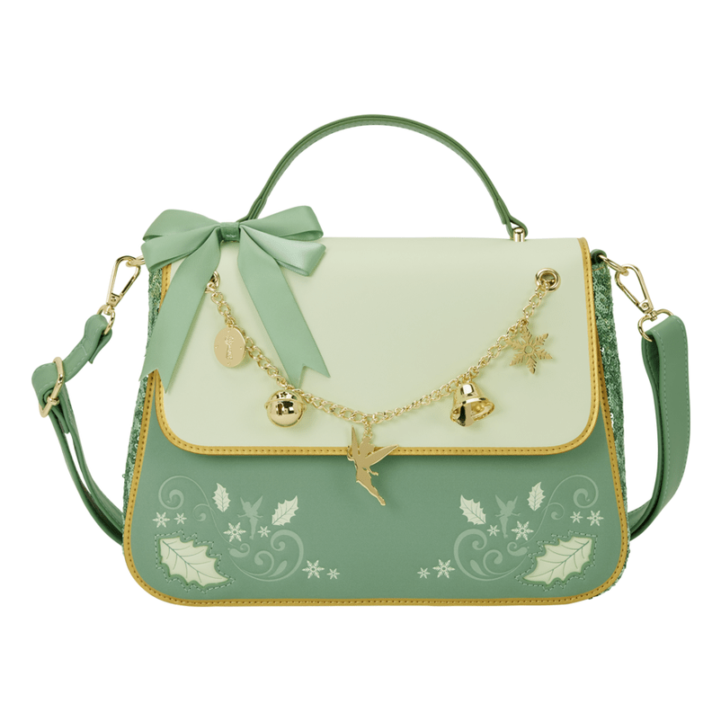 Loungefly - Tinker Bell Holiday Crossbody Bag Disney Licensed Bag With Enchanted Leaf Detail And Snowflake Accents
