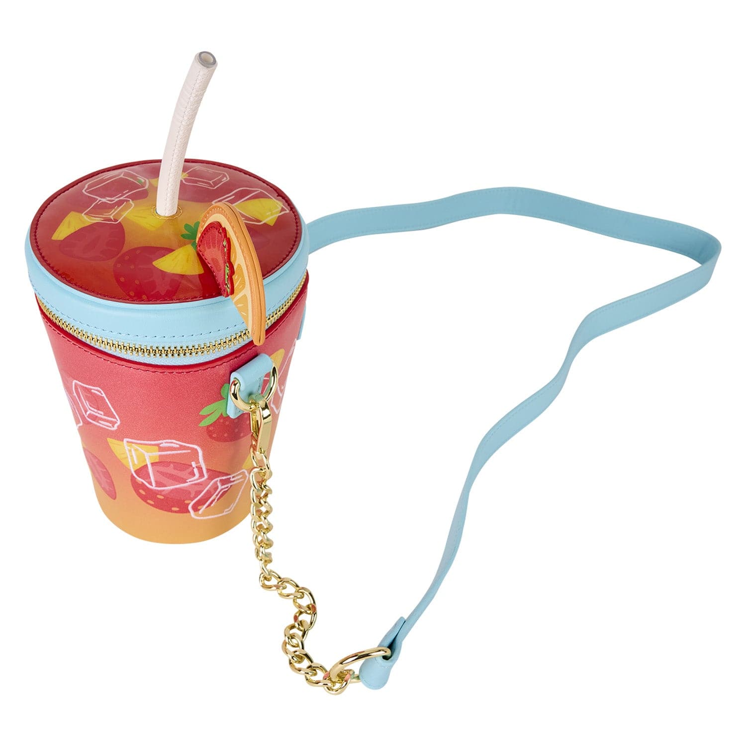 Loungefly - Tropical Drink Crossbody Bag With Vibrant Palm Frond And Sunset Hibiscus Motif