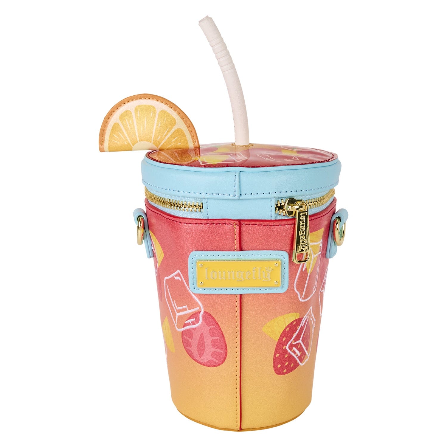 Loungefly - Tropical Drink Crossbody Bag With Vibrant Palm Frond And Sunset Hibiscus Motif