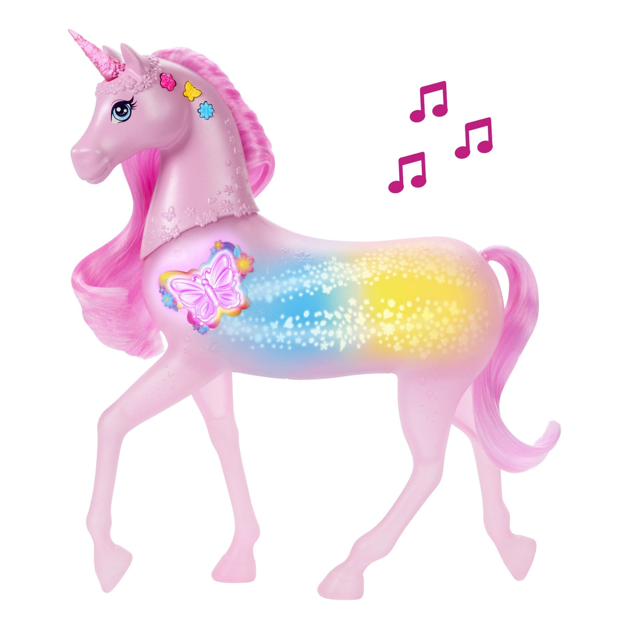 Barbie Sparkle Lights Unicorn Toy with Colorful Light Effects