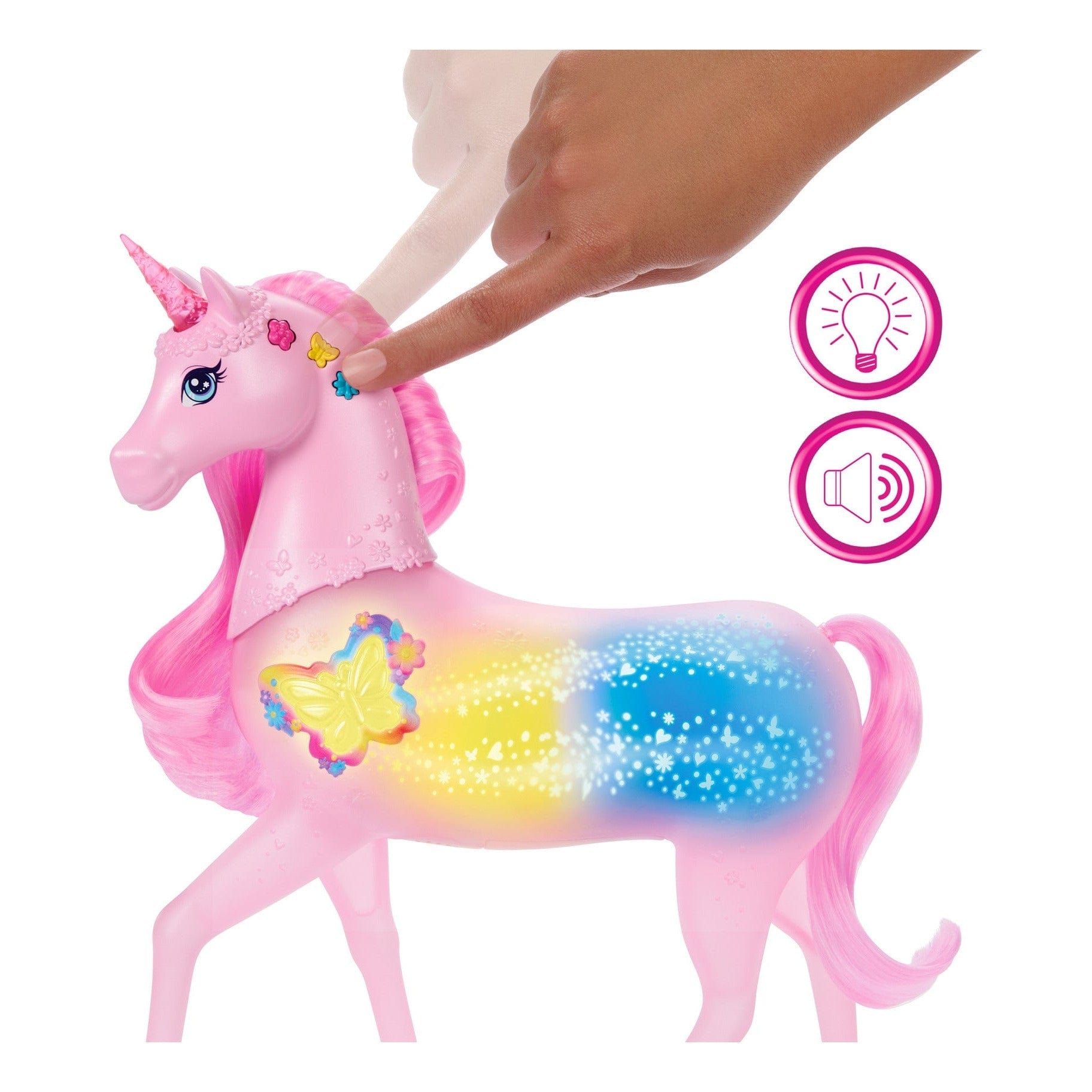Barbie Sparkle Lights Unicorn Toy with Colorful Light Effects