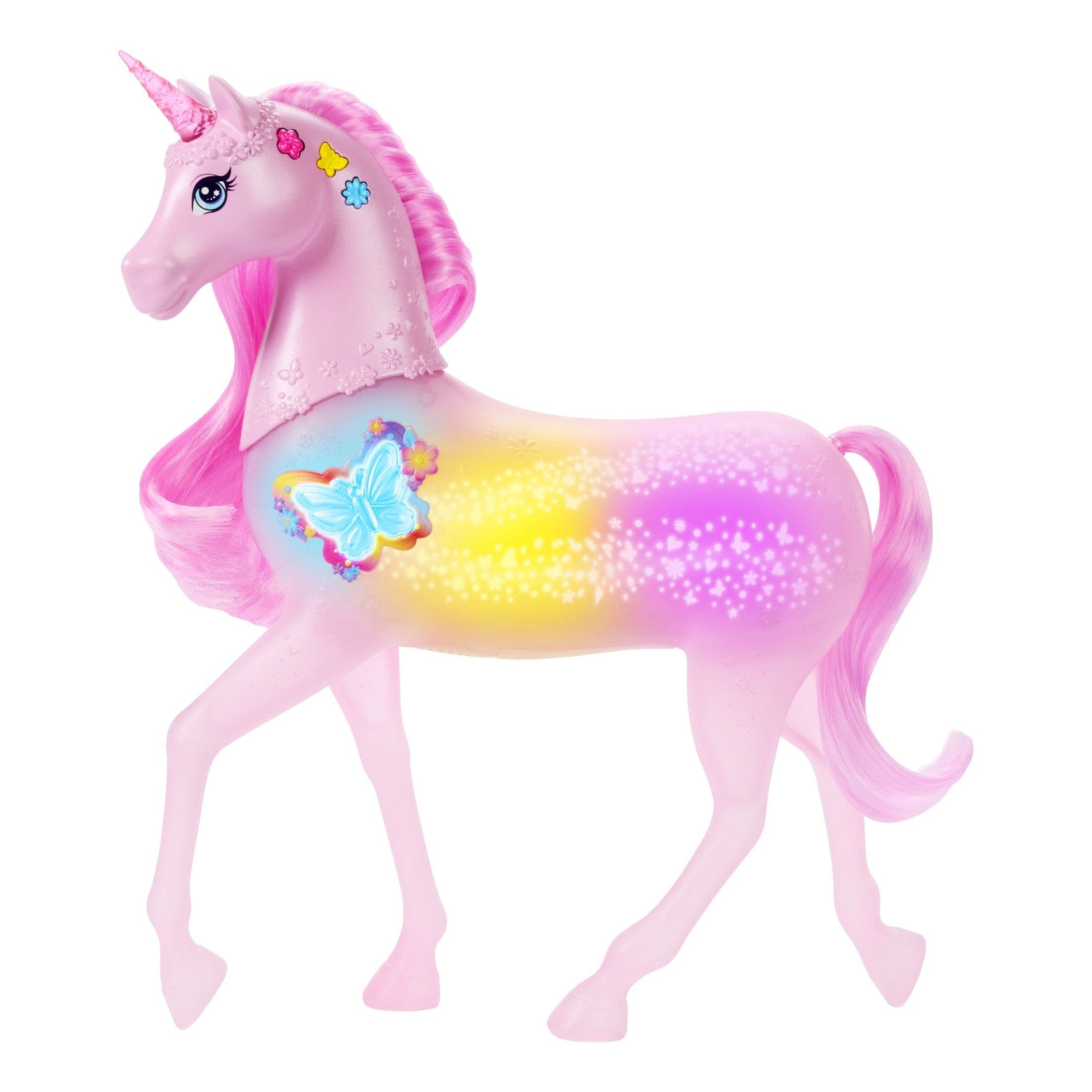 Barbie Sparkle Lights Unicorn Toy with Colorful Light Effects