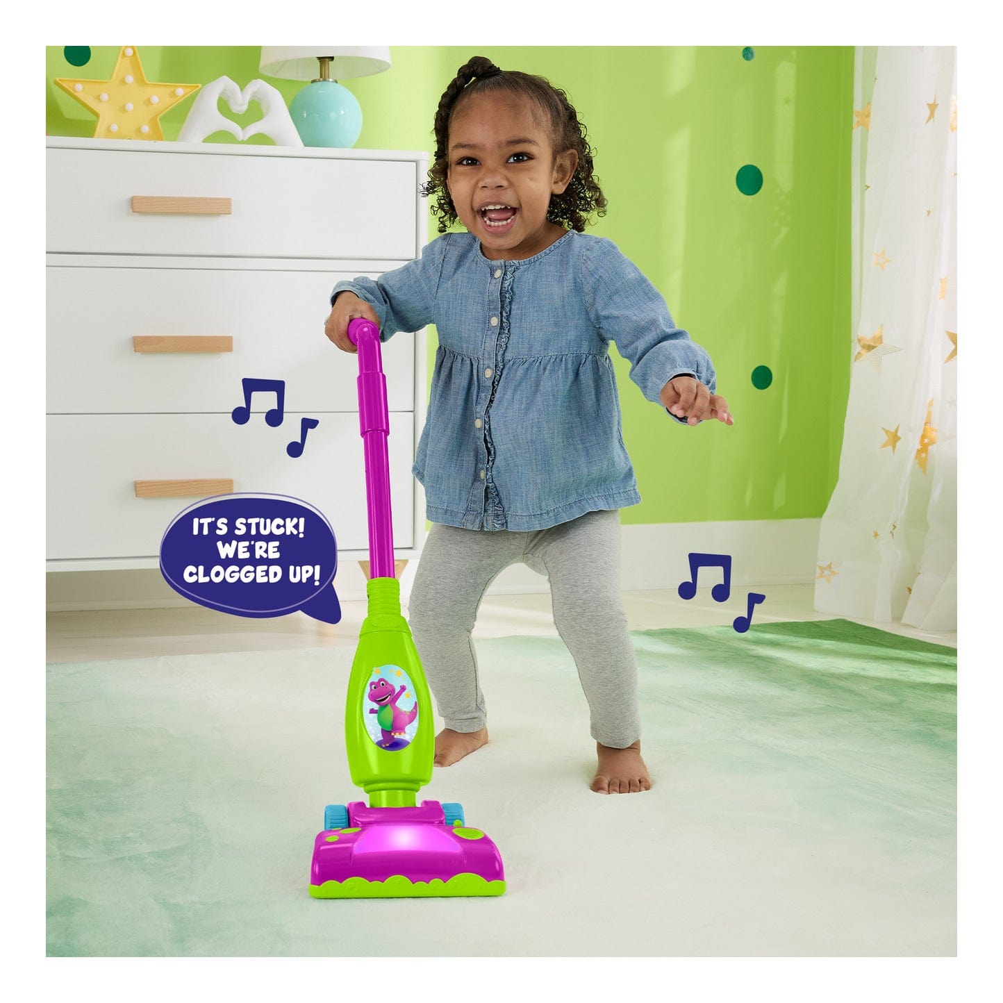 Fisher Price Barney's World Clean Up Vacuum for Kids Learning Responsibility and Imaginative Play