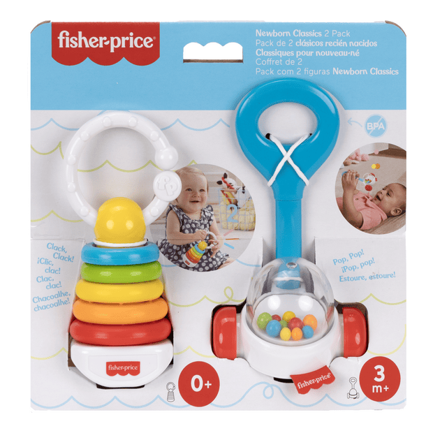 Fisher-Price Newborn Classics Deluxe Two-Pack Soft Rattle Toys For Babies Everywhere