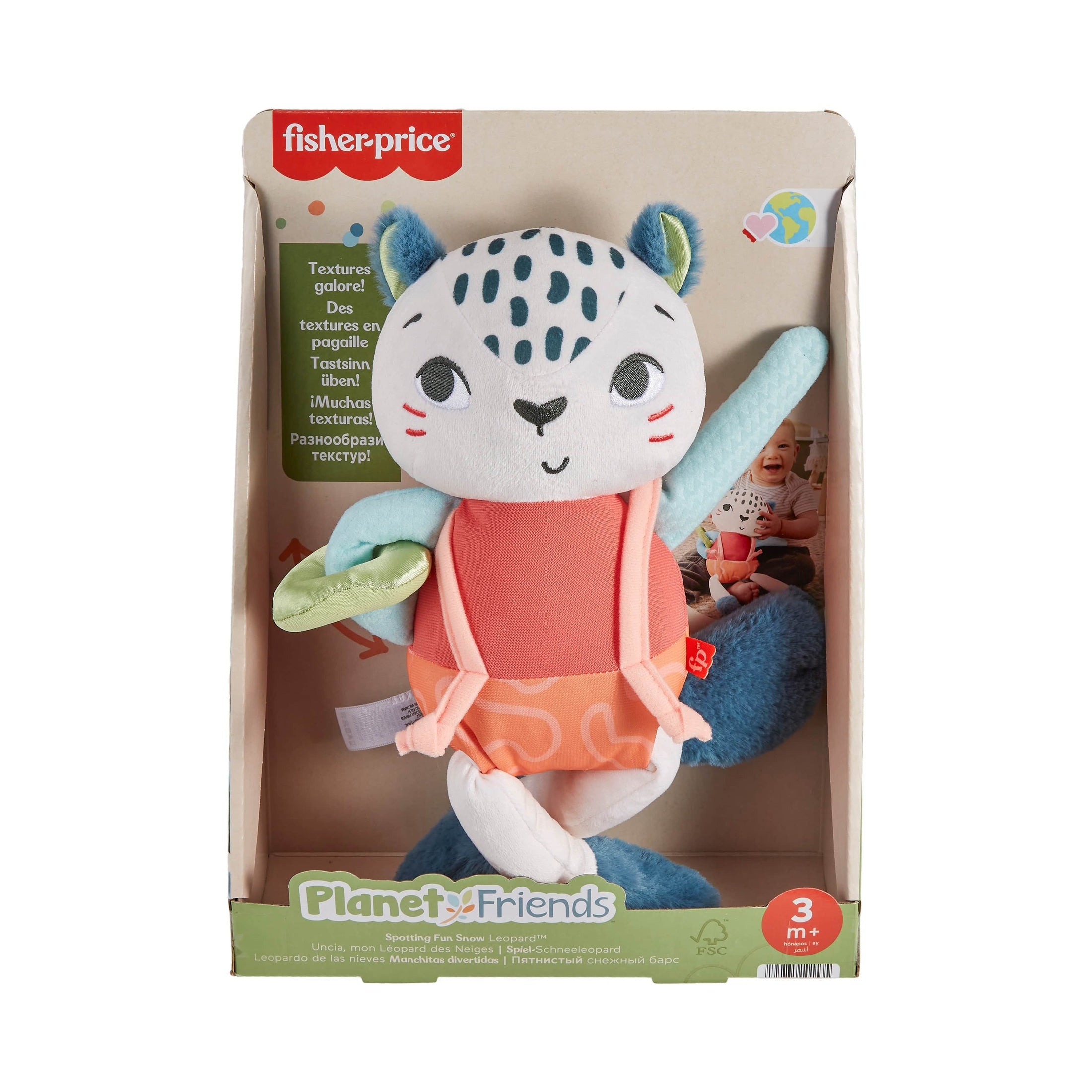 Fisher Price Planet Friends Spotting Fun Snow Leopard Baby Sensory Toy 194735101535