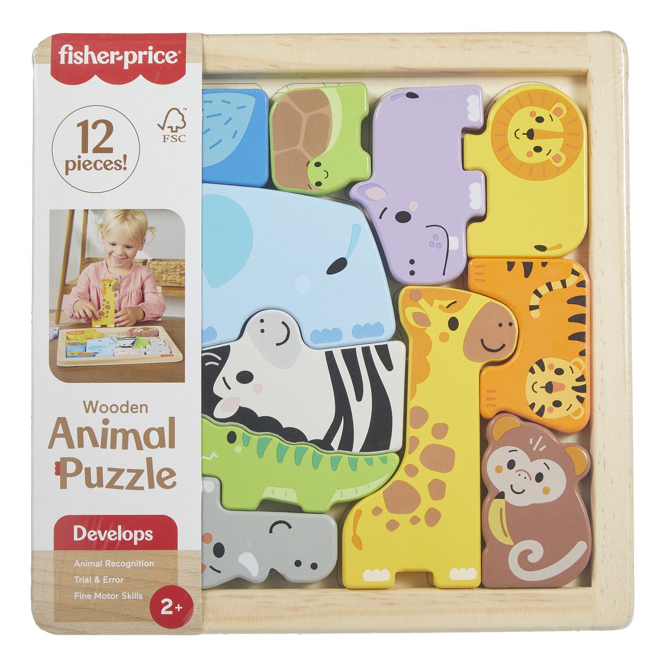 Fisher Price Wooden Animal Puzzle for Kids Learning and Development