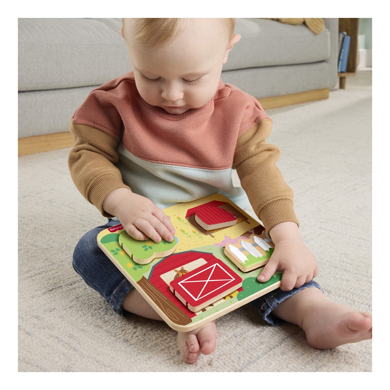Fisher Price Wooden Farm Animal Board for Creative Play and Learning for Children Ages Two and Up