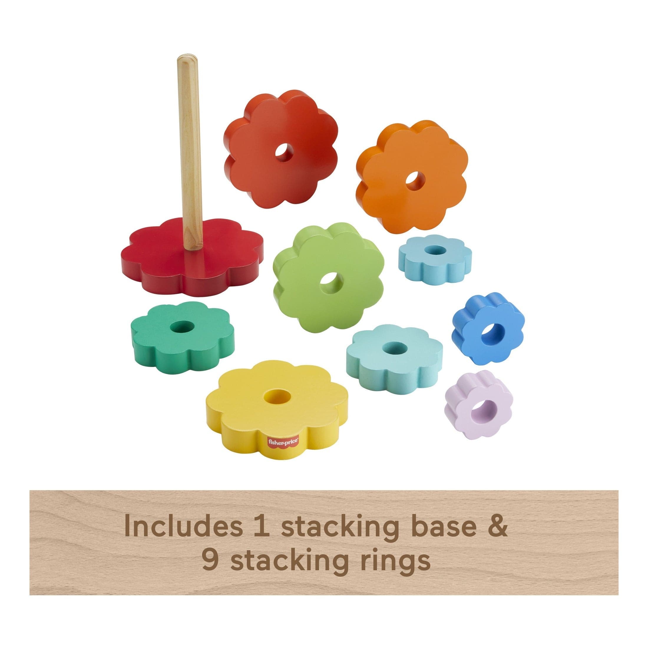 Fisher Price Wooden Ring Stacker Toy for Early Development and Fun