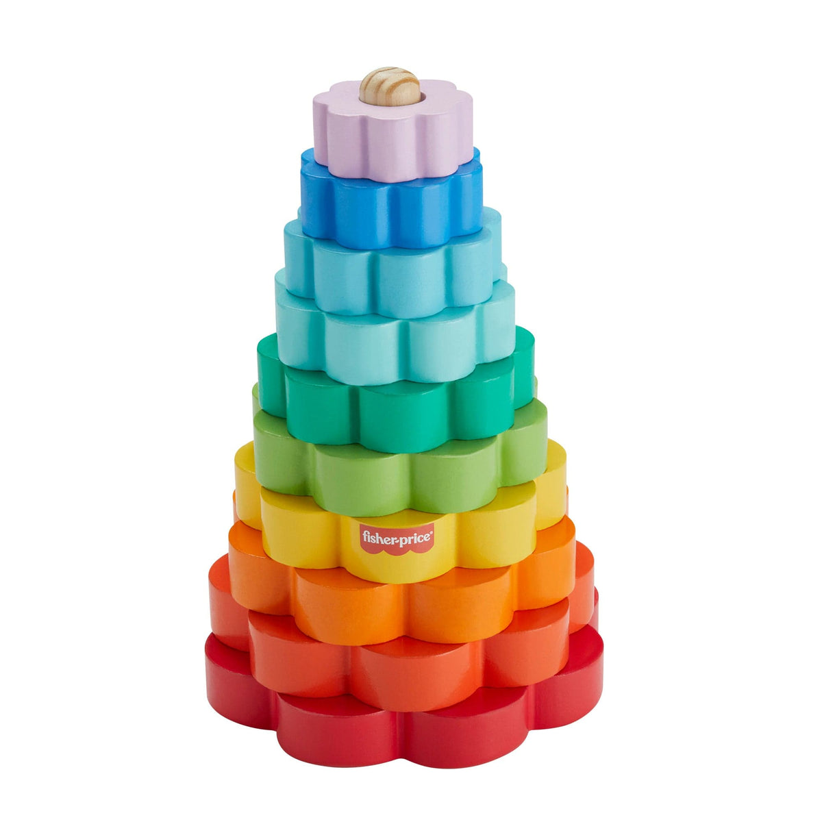 Fisher Price Wooden Ring Stacker Toy for Early Development and Fun