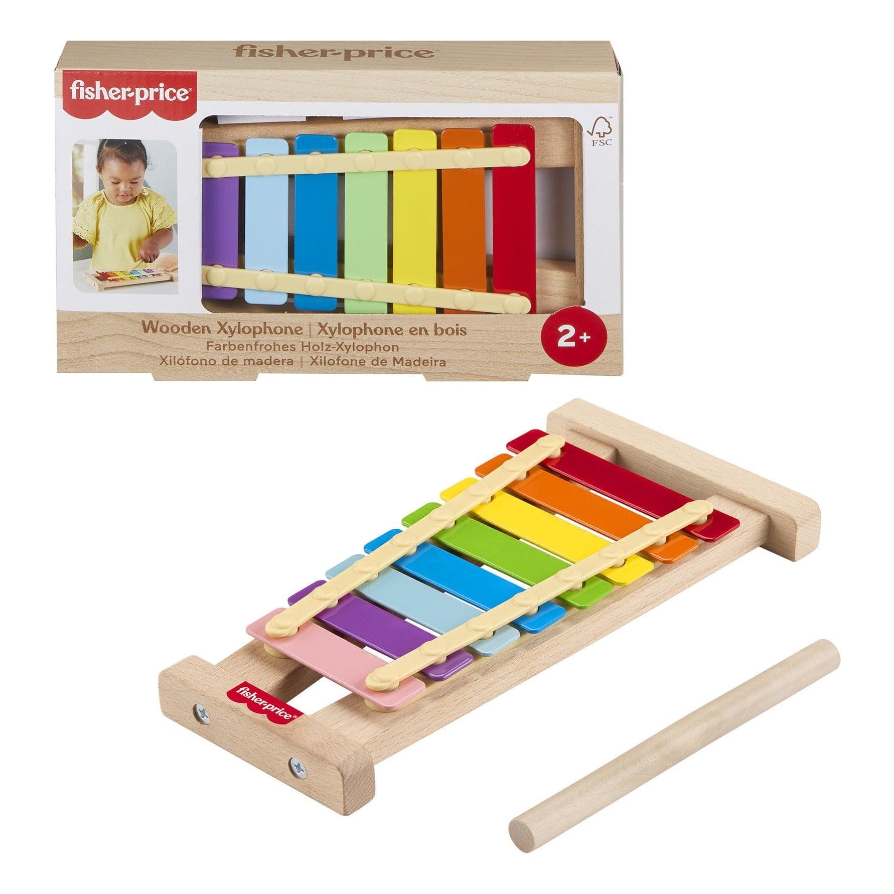 Fisher Price Wooden Xylophone Musical Instrument for Toddlers and Young Children