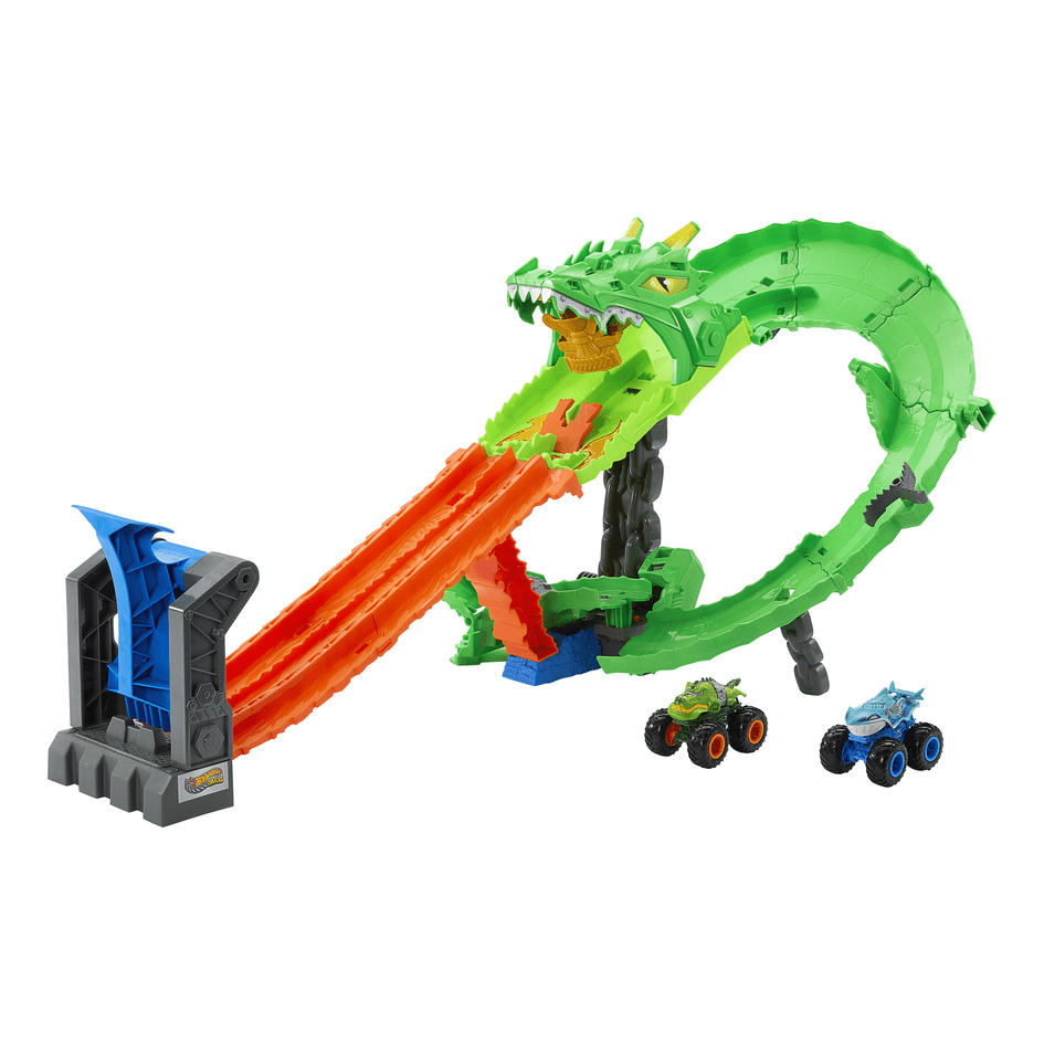 Hot Wheels Monster Trucks Sharks Versus Dinosaurs Dragon Destruction 194735303748