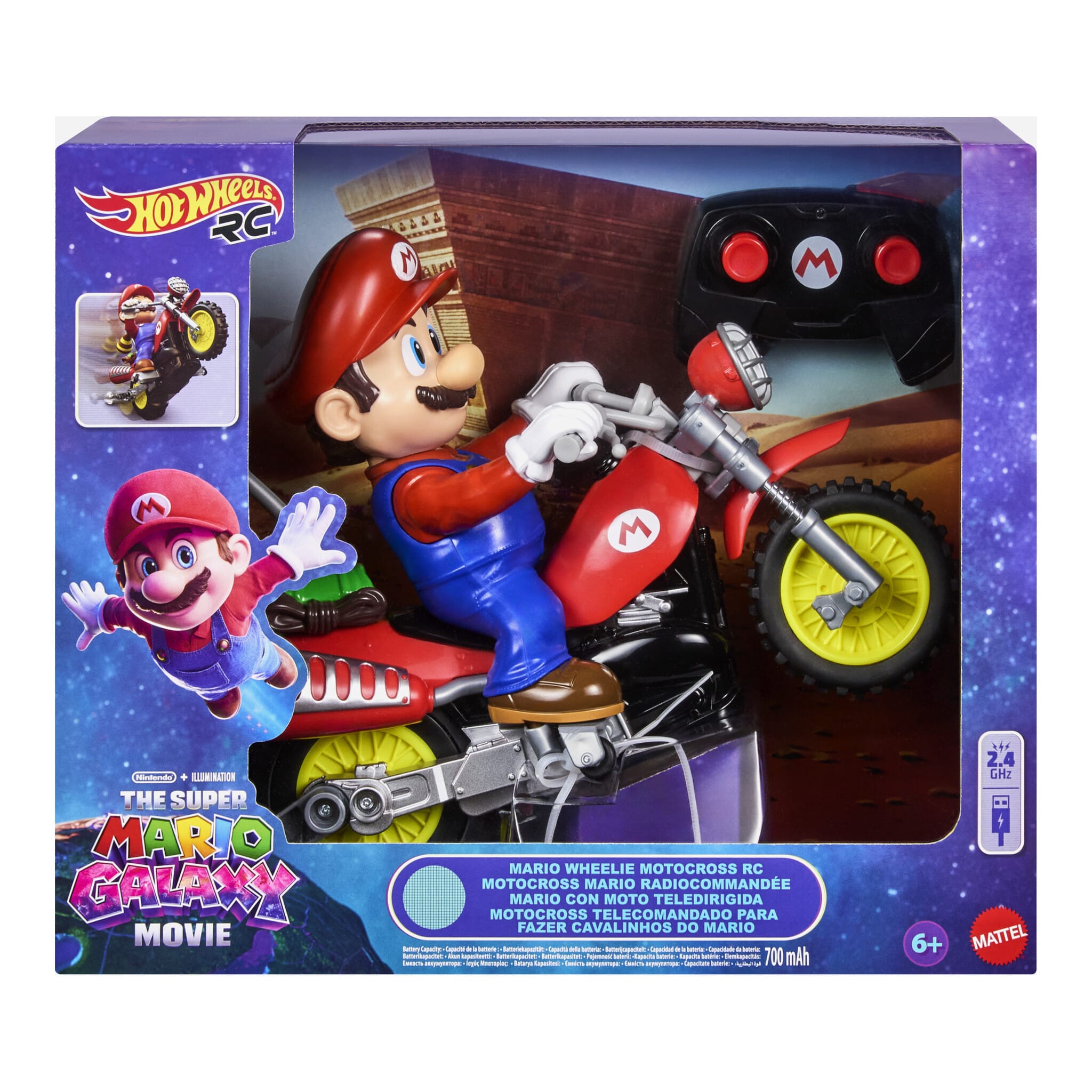 Hot Wheels Super Mario Galaxy Movie Mario Wheelie Motocross RC 194735379675