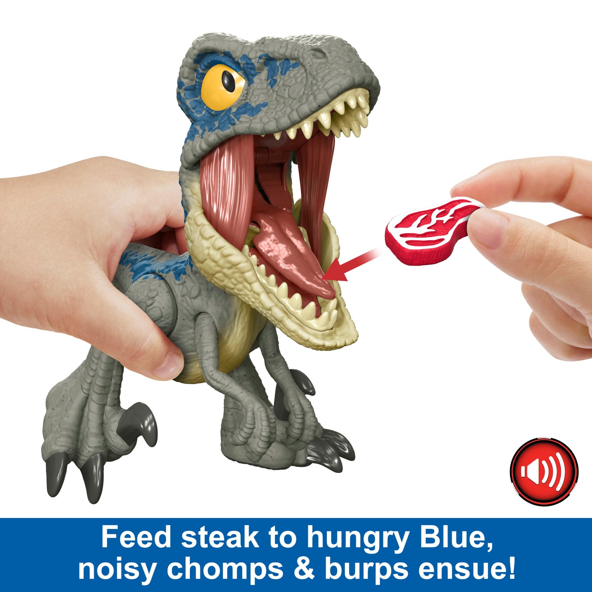Jurassic World Mega Roar Velociraptor Blue Action Figure 194735201532