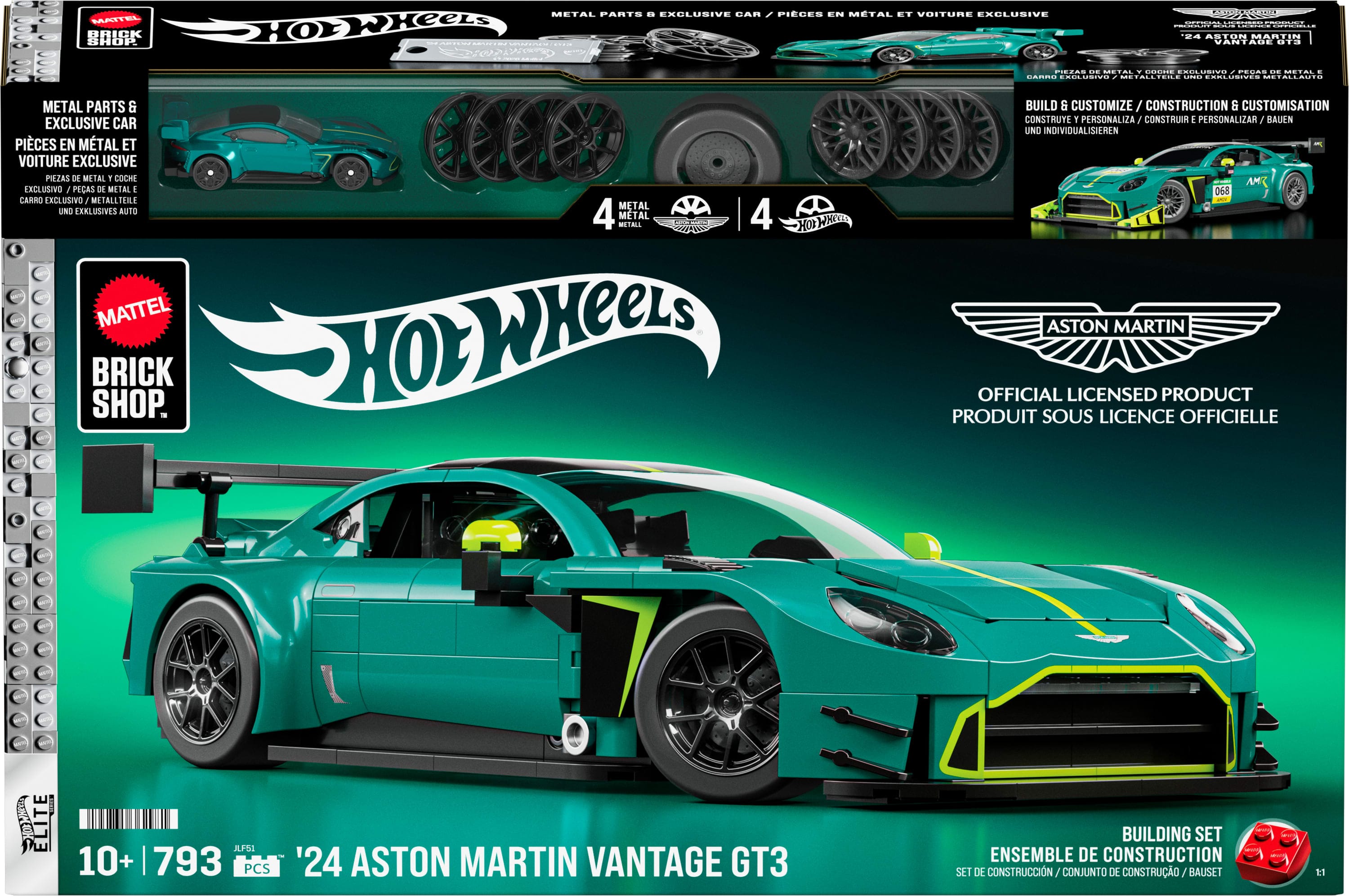 Mattel Brick Shop Hot Wheels ’24 Aston Martin Vantage GT3 Building Set