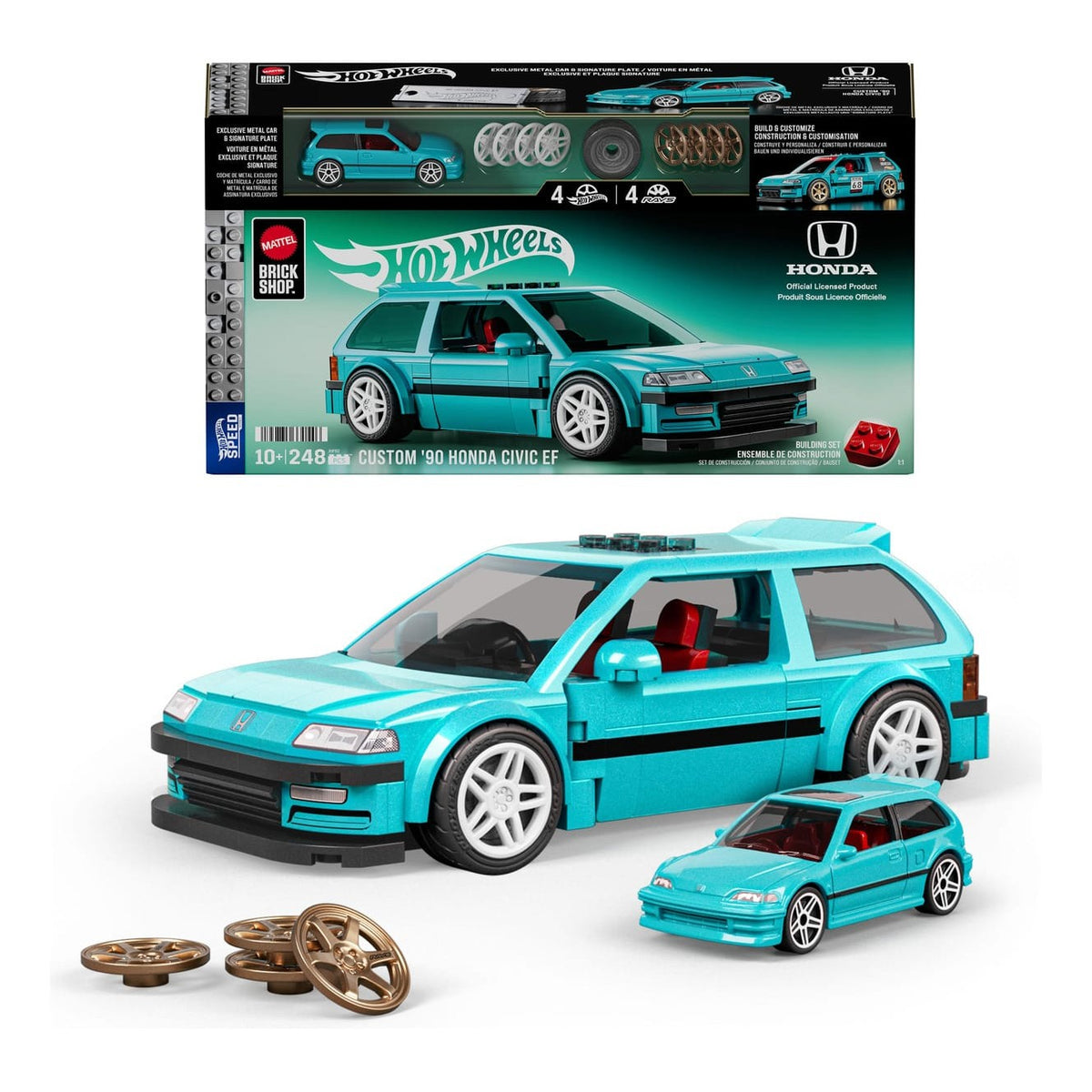 Mattel Brick Shop Hot Wheels Custom '90 Honda Civic EF Building Set 194735330546