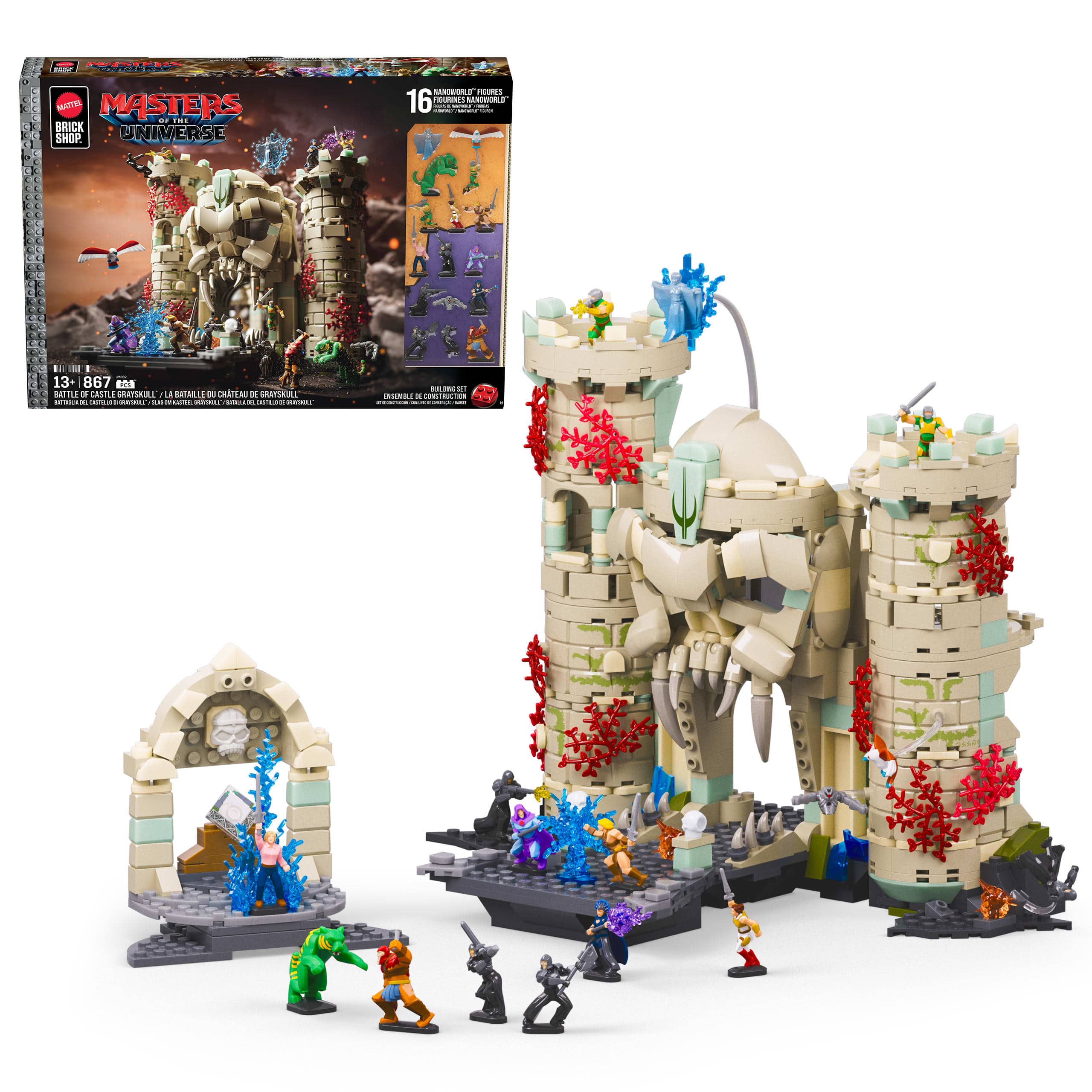 Mattel Brick Shop Masters of the Universe Battle of Castle Grayskull Building Set, 867 Pieces 194735372522