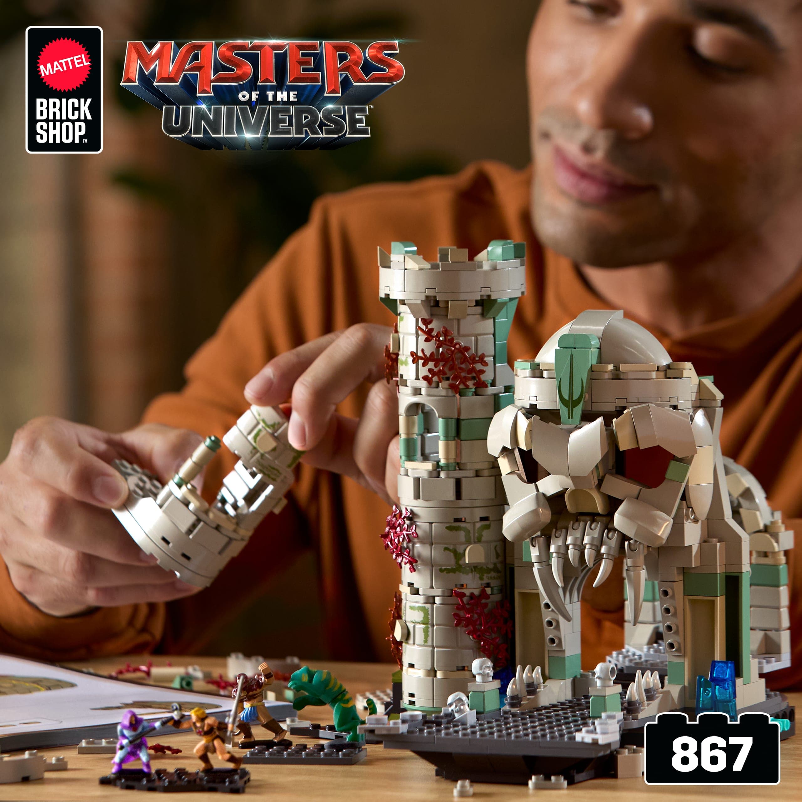 Mattel Brick Shop Masters of the Universe Battle of Castle Grayskull Building Set, 867 Pieces 194735372522