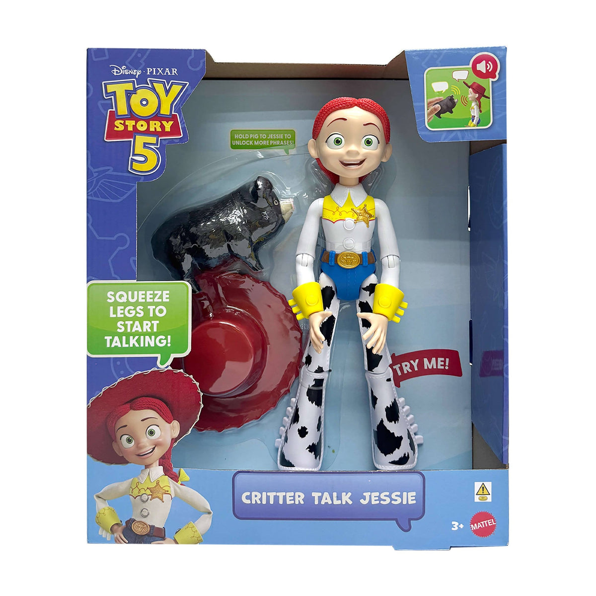 Mattel Disney Pixar Toy Story 5 Critter Talk Jessie Feature Figure with Jimmy Dean Pig 194735352456