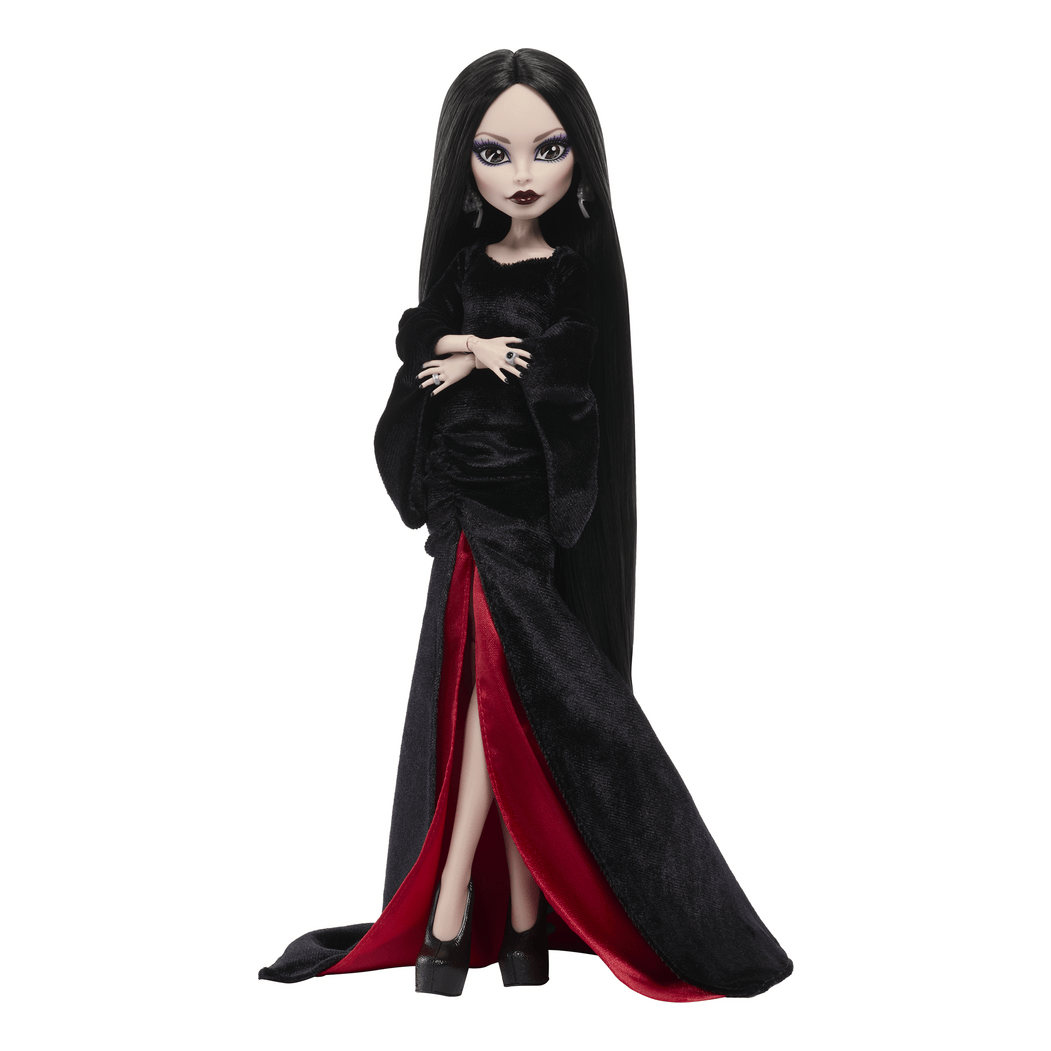 Monster High Partnership Morticia Addams Collectible Fashion Doll With Display Stand 194735366484