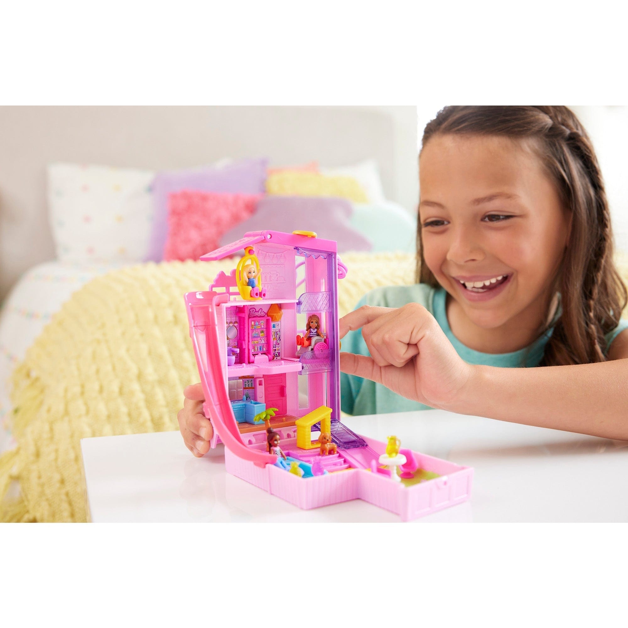 Polly Pocket Barbie Dreamhouse Compact Playset with Micro Dolls and Accessories 194735217687