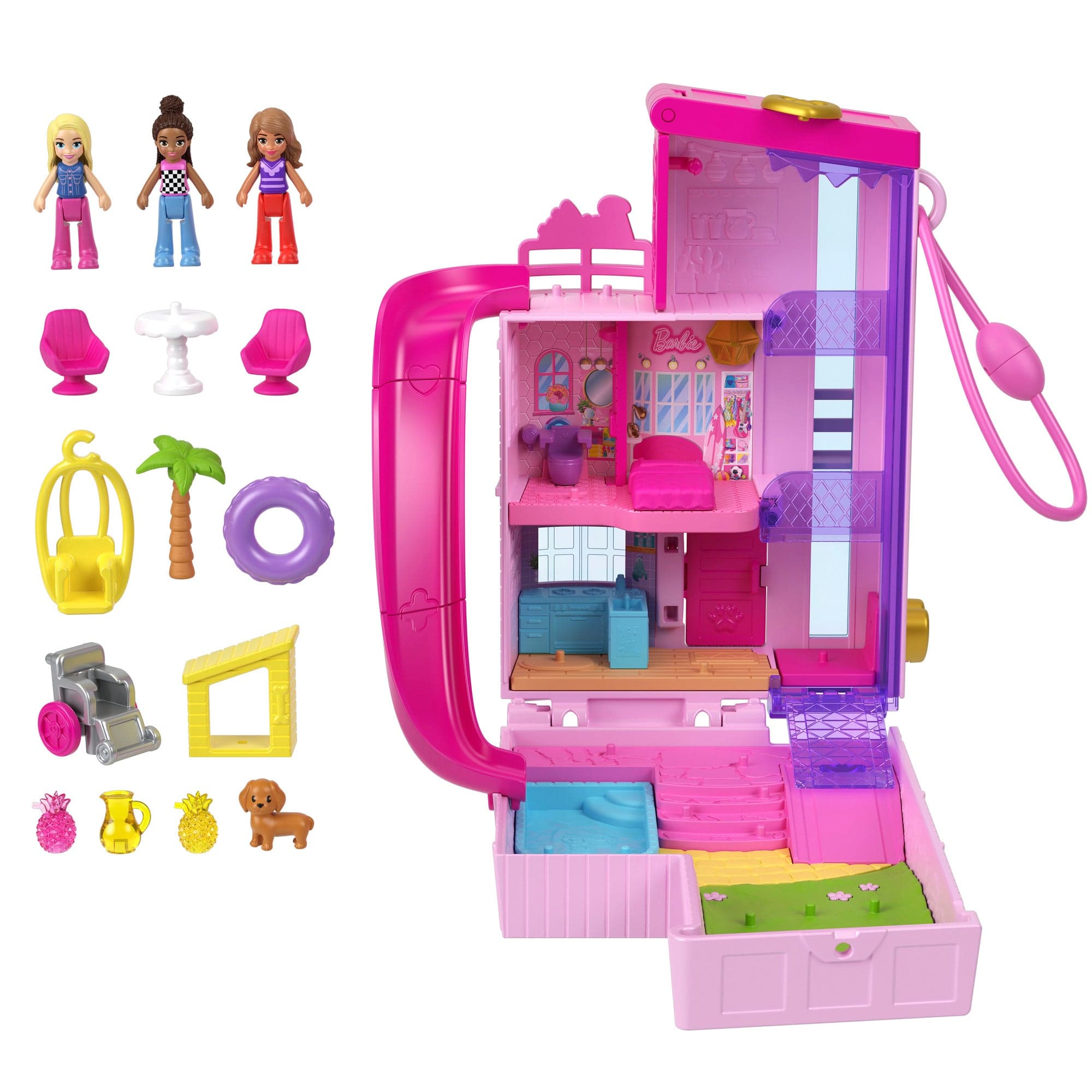 Polly Pocket Barbie Dreamhouse Compact Playset with Micro Dolls and Accessories 194735217687