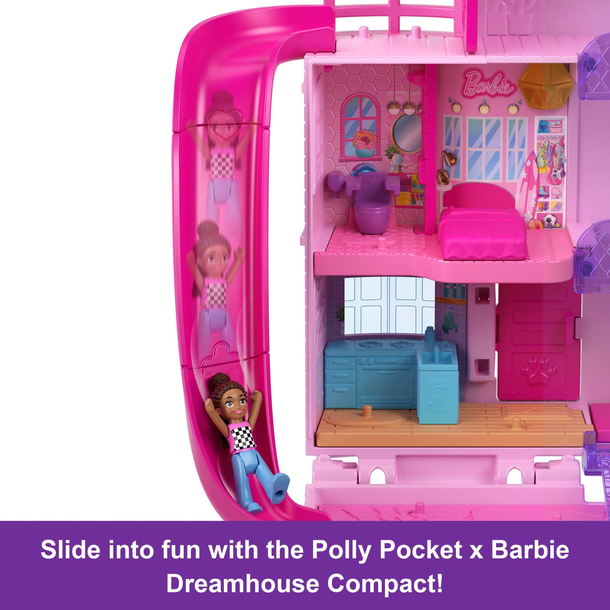 Polly Pocket Barbie Dreamhouse Compact Playset with Micro Dolls and Accessories 194735217687
