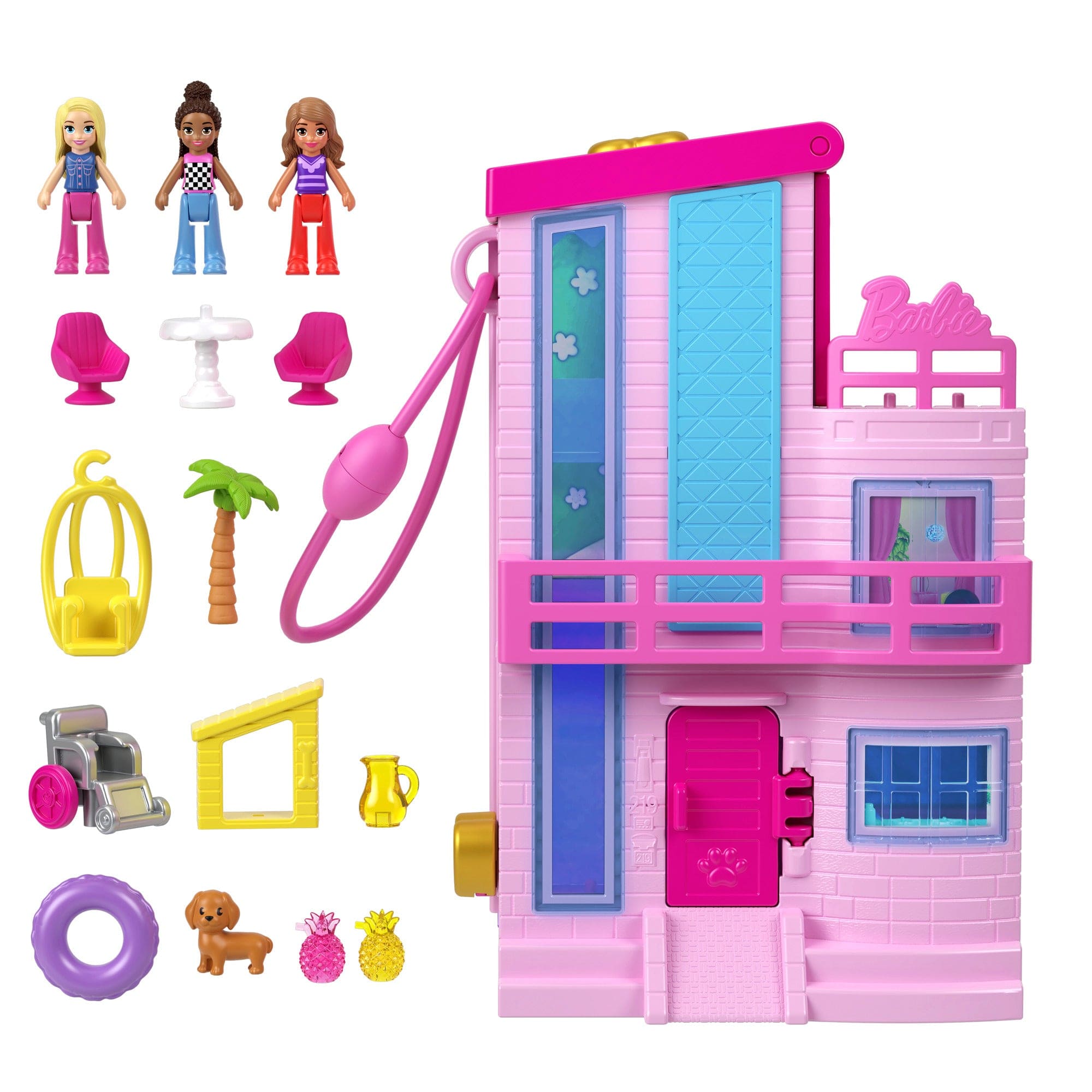 Polly Pocket Barbie Dreamhouse Compact Playset with Micro Dolls and Accessories 194735217687