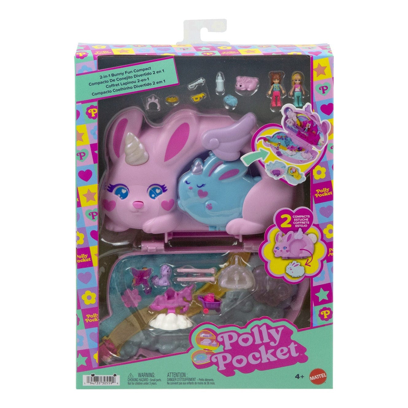 Polly Pocket Large Wearable Compact Bunny Toy for Creative Imaginative Play 194735305599