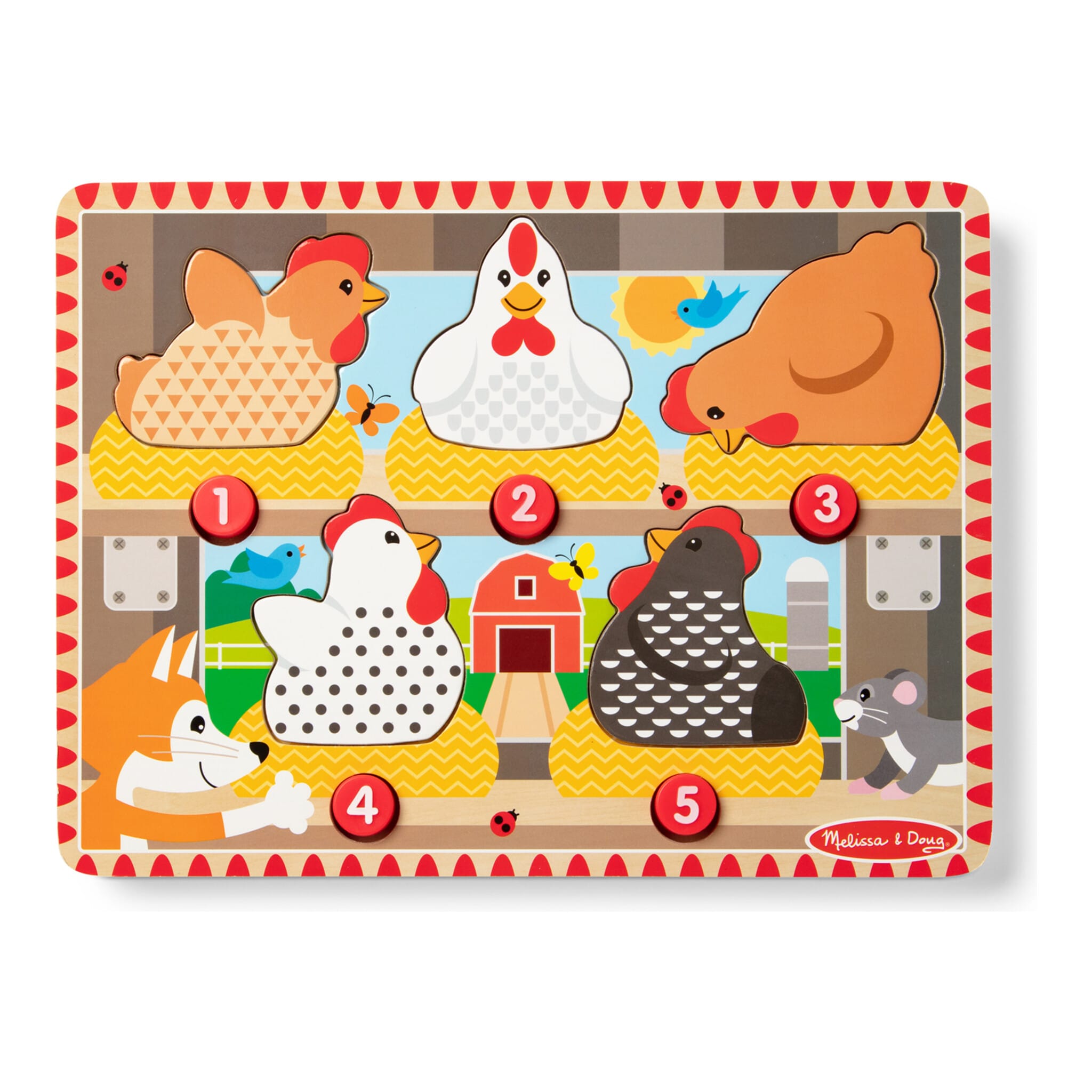 Melissa & Doug Happy Hens Magnetic Push to Pop Wooden Puzzle 681147009608