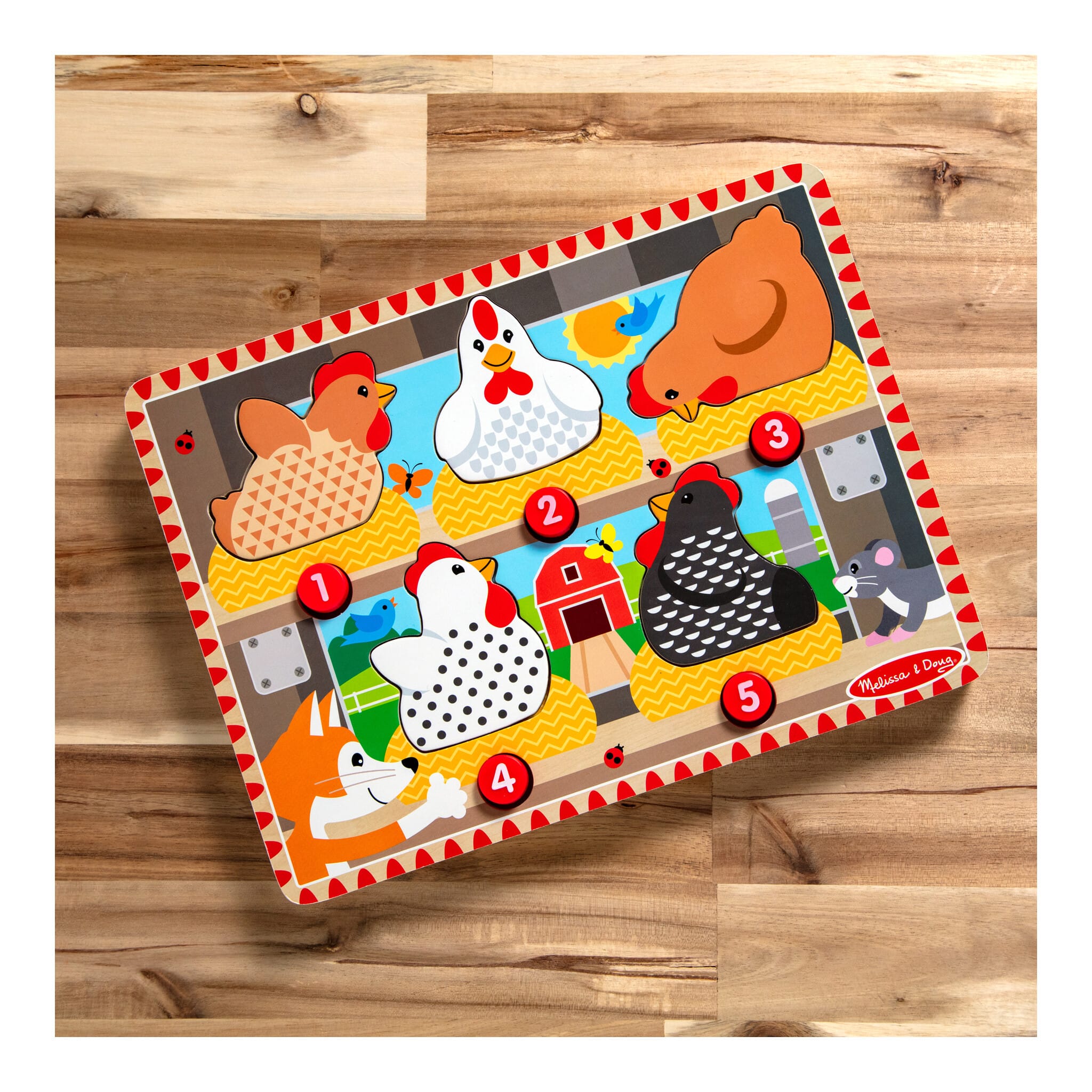Melissa & Doug Happy Hens Magnetic Push to Pop Wooden Puzzle 681147009608
