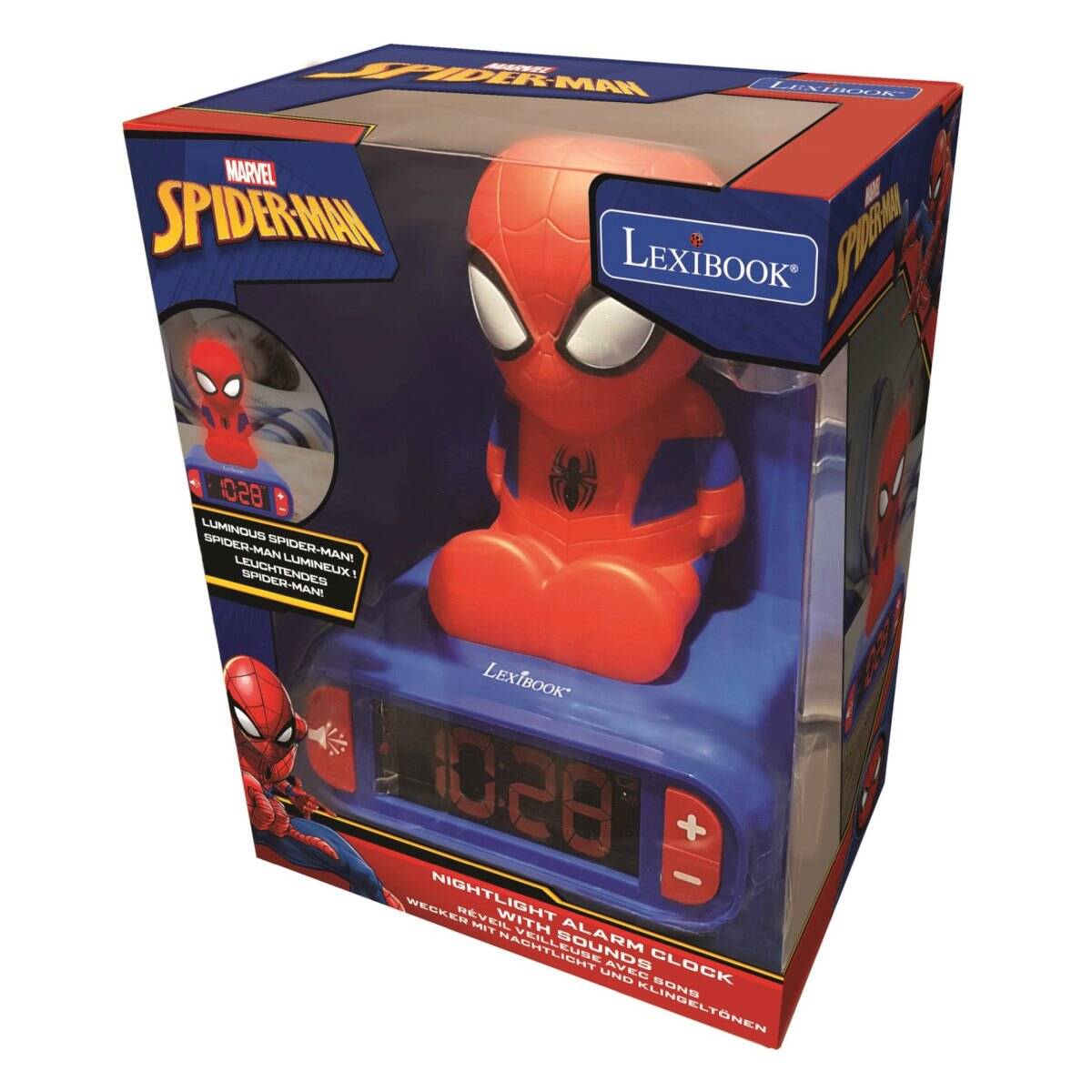 Lexibook Marvel Spider-Man 3D Night Light Alarm Clock with Sound Effects