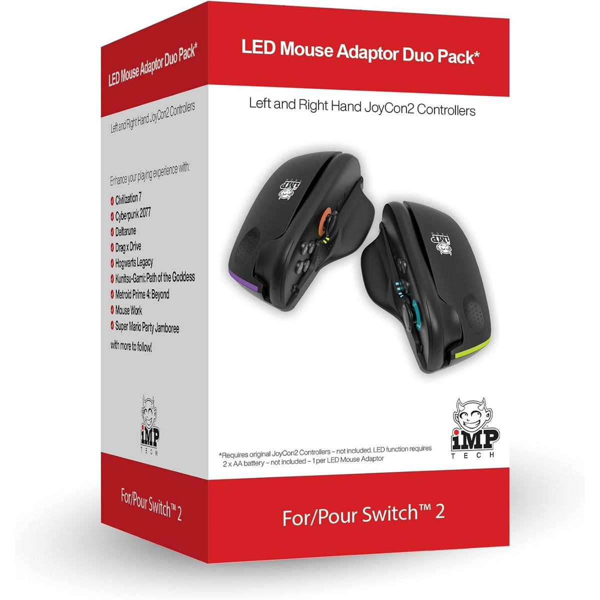 iMP Tech Twin LED Mouse Adaptors for Nintendo Switch 2 Joy-Con 2