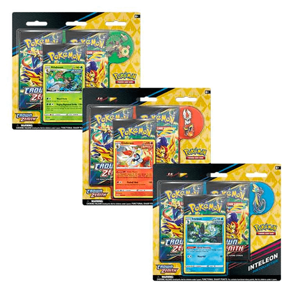 Pokemon TCG: Sword & Shield 12.5 Crown Zenith Pin Collection – Rillaboom / Cinderace / Inteleon
