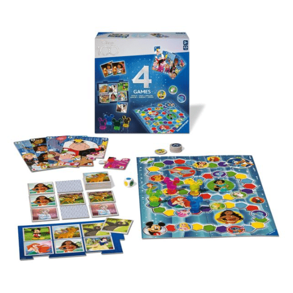 Ravensburger: Disney 100th Anniversary 4 in 1 Games Box 4005556223411