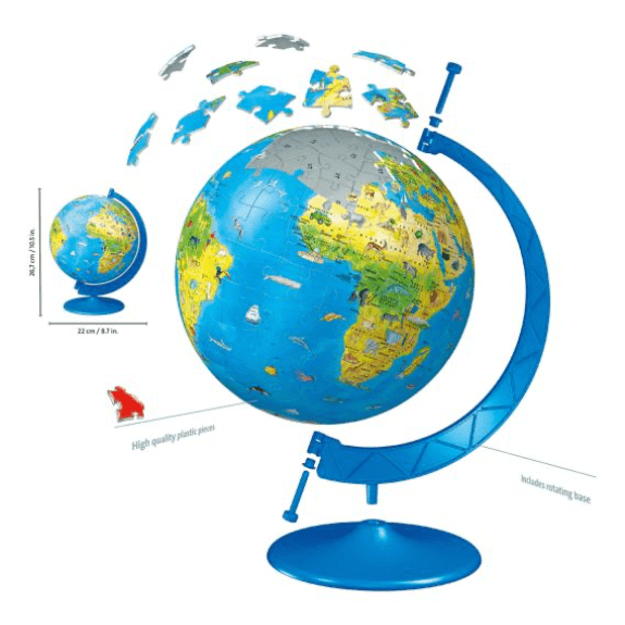 Ravensburger: Children's World Globe 180 Piece 3D Puzzle 4005556123384