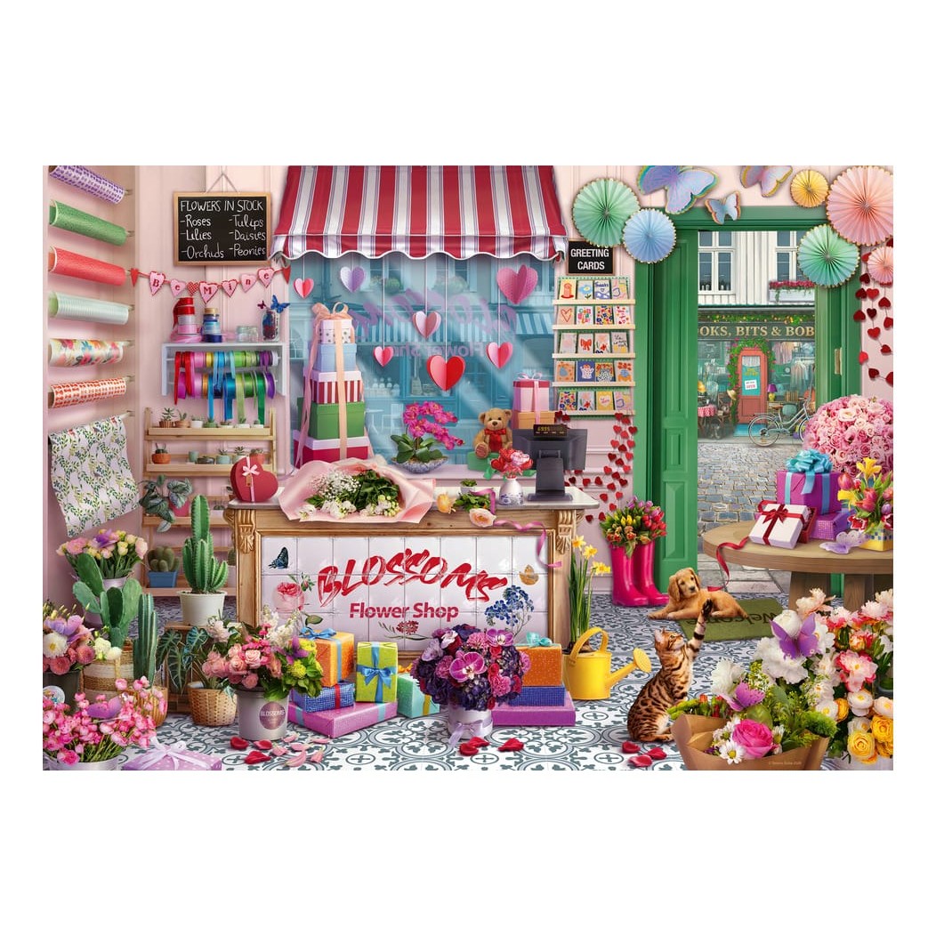 Ravensburger 1000 Piece Jigsaw Puzzle Blossoms Flower Shop Cobblestone Road Tetiana Bulba 4005555017271