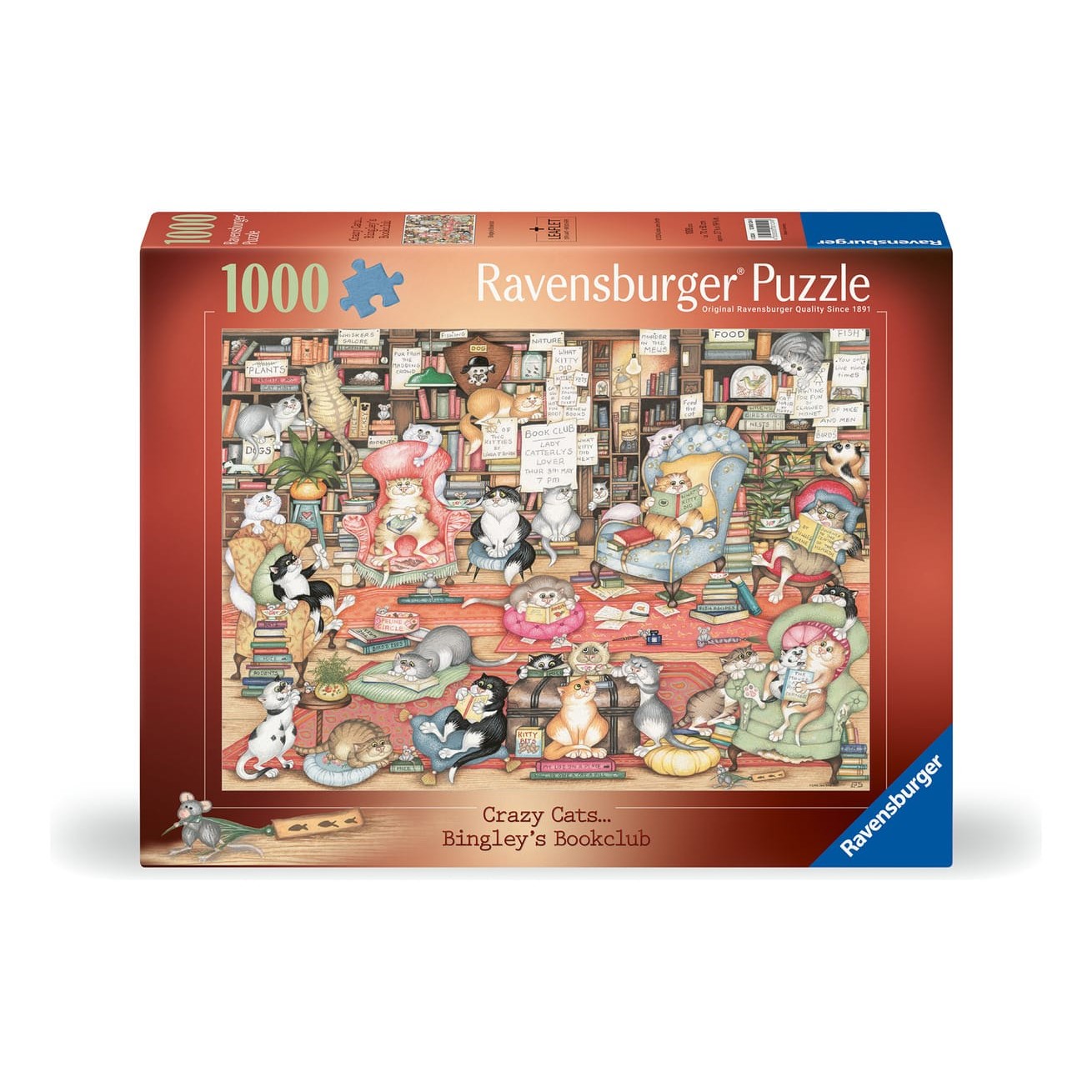 Ravensburger 1000 Piece Jigsaw Puzzle Crazy Cats Book Club Theme For Cat Lovers Gift 4005555001249