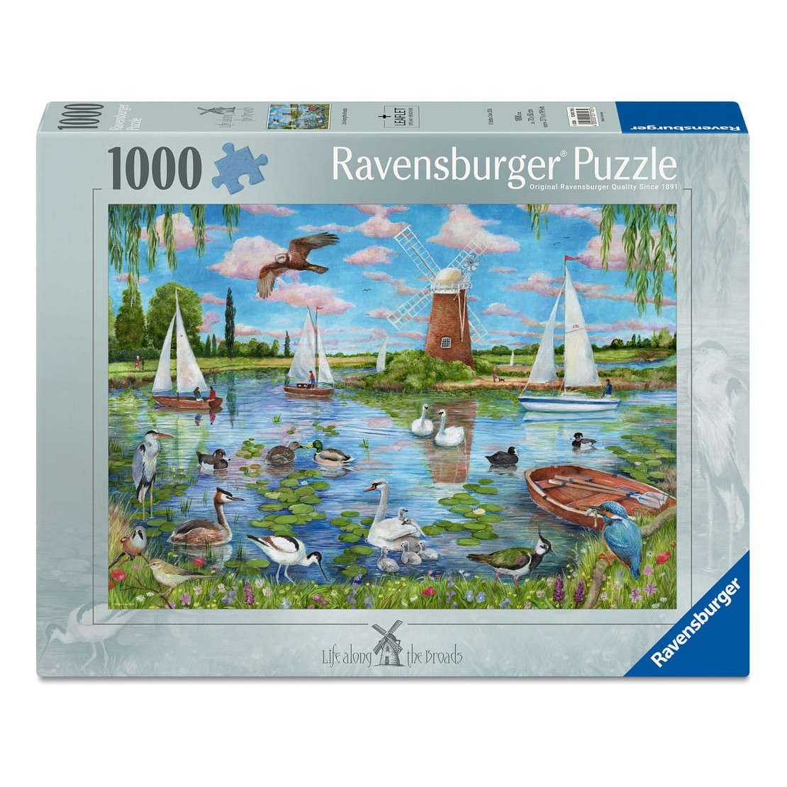 Ravensburger 1000 Piece Jigsaw Puzzle Life Along The Broads Wildlife And Sailing Boats 4005555017165