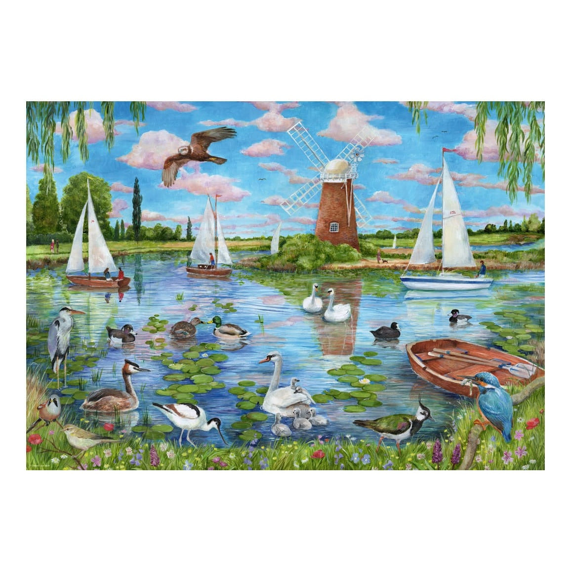 Ravensburger 1000 Piece Jigsaw Puzzle Life Along The Broads Wildlife And Sailing Boats 4005555017165
