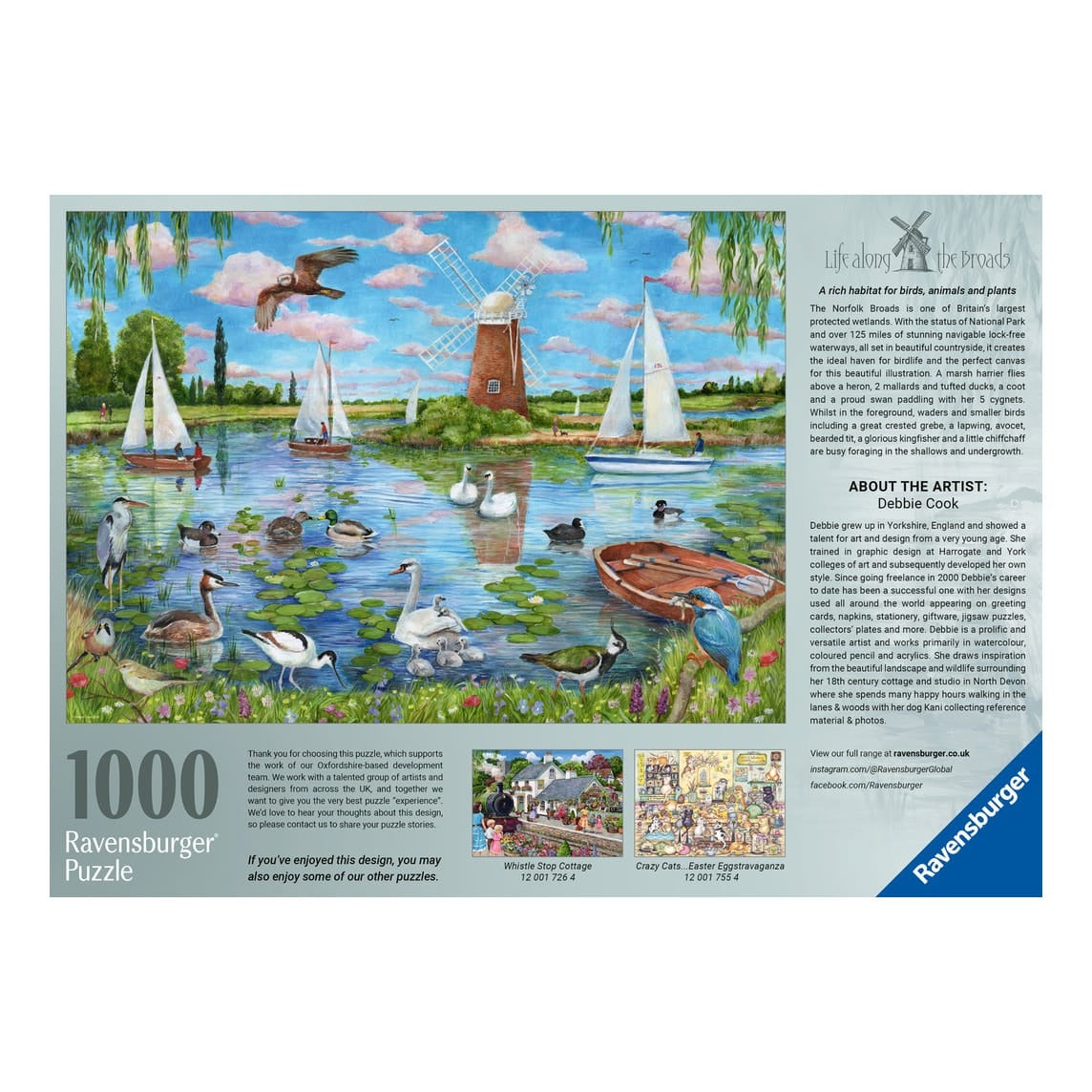 Ravensburger 1000 Piece Jigsaw Puzzle Life Along The Broads Wildlife And Sailing Boats 4005555017165