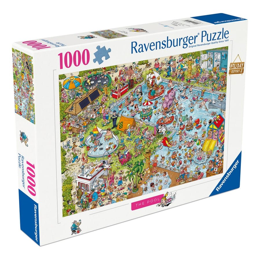 Ravensburger 1000 Piece Jigsaw Puzzle Ray's Comic Series The Poolside Chaos Holiday Resort Scene 4005555011644