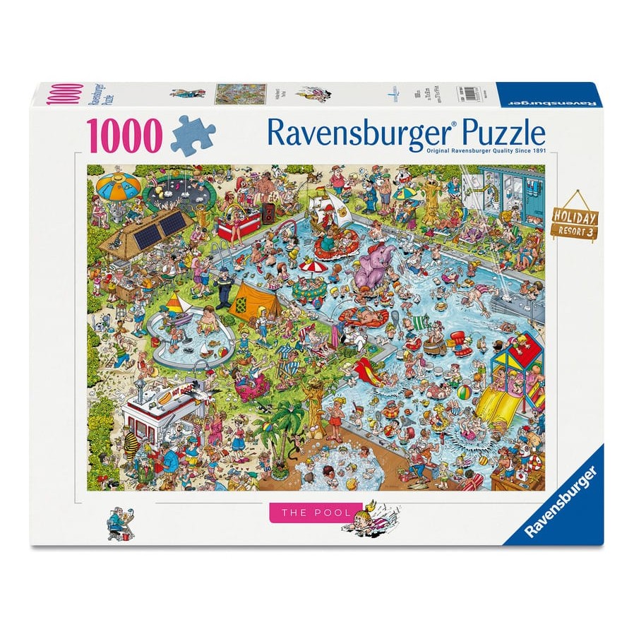 Ravensburger 1000 Piece Jigsaw Puzzle Ray's Comic Series The Poolside Chaos Holiday Resort Scene 4005555011644