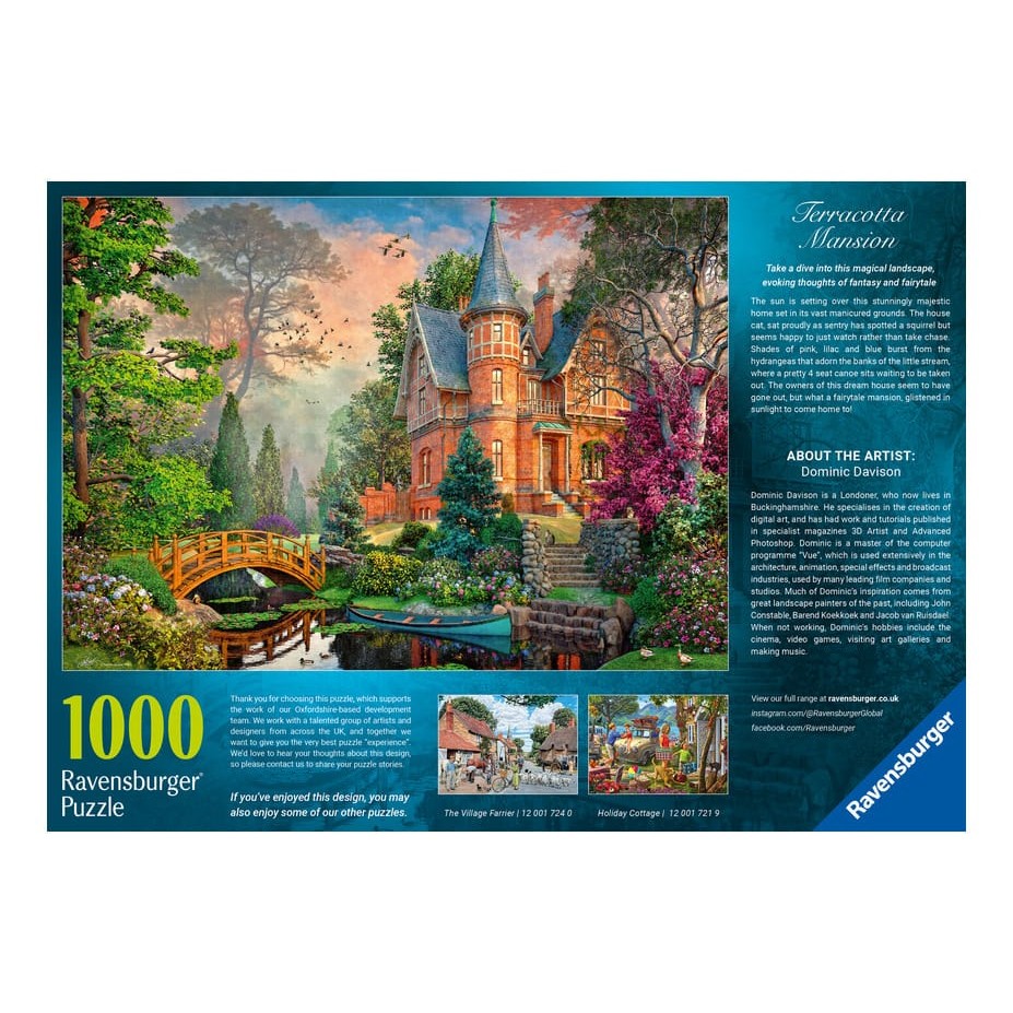 Ravensburger 1000 Piece Jigsaw Puzzle Terracotta Mansion By Dominic Davidson Elegant Countryside Architecture 4005555017172