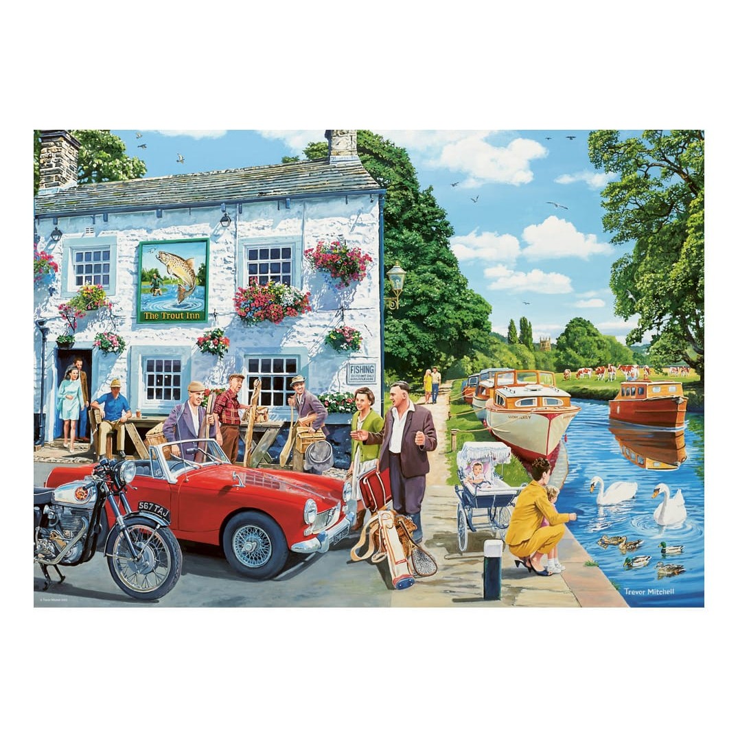 Ravensburger 1000 Piece Jigsaw Puzzle The One That Got Away Country Pub Towpath Scene With Ducks 4005555011743