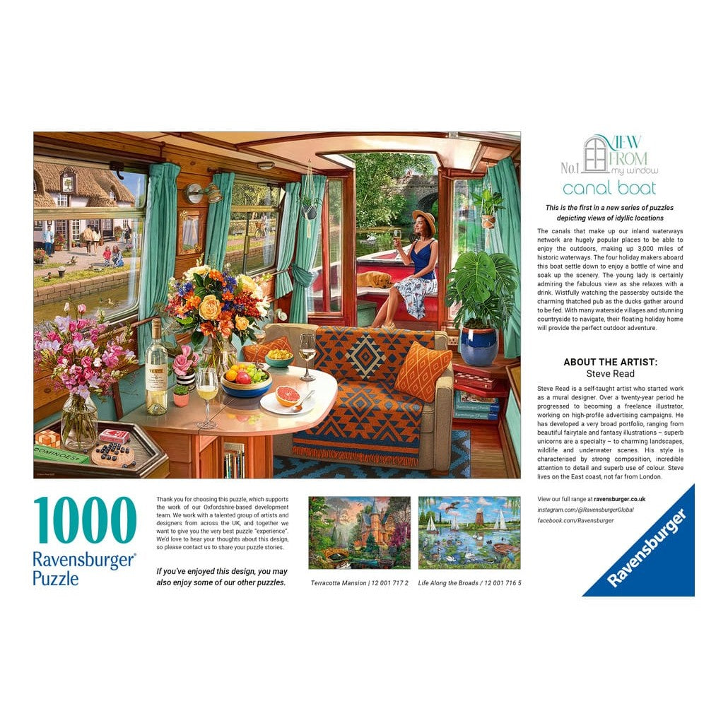 Ravensburger 1000 Piece Jigsaw Puzzle View From My Window No 1 Canal Boat Calm Waterway Scene 4005555017233